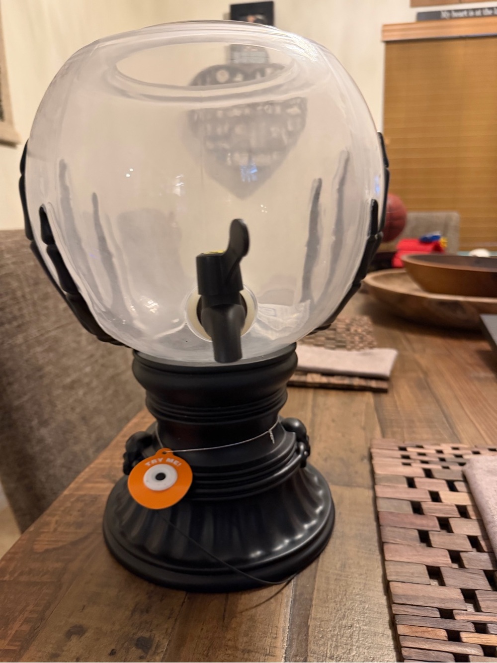 Black and Clear Glass Beverage Dispenser -Halloween. Never used, new with tags.